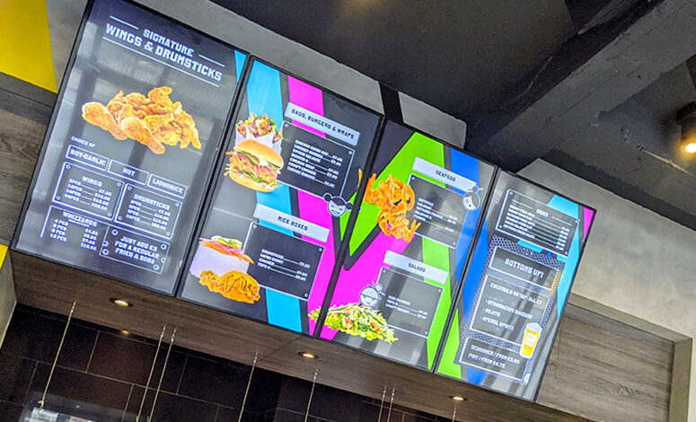 Fast Food Screens Behind Counter