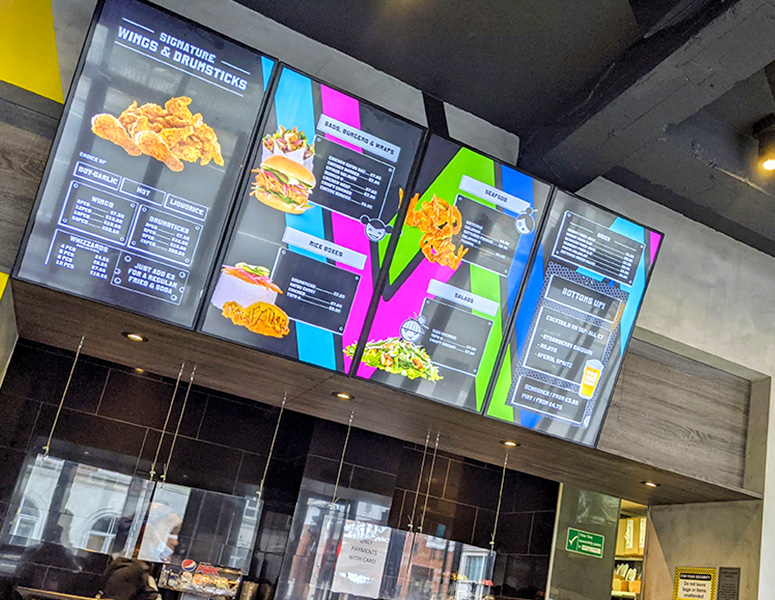 Fast Food Screens Behind Counter